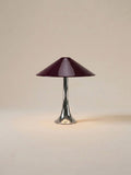Nova Large Portable Lamp | Chrome & Burgundy Shade