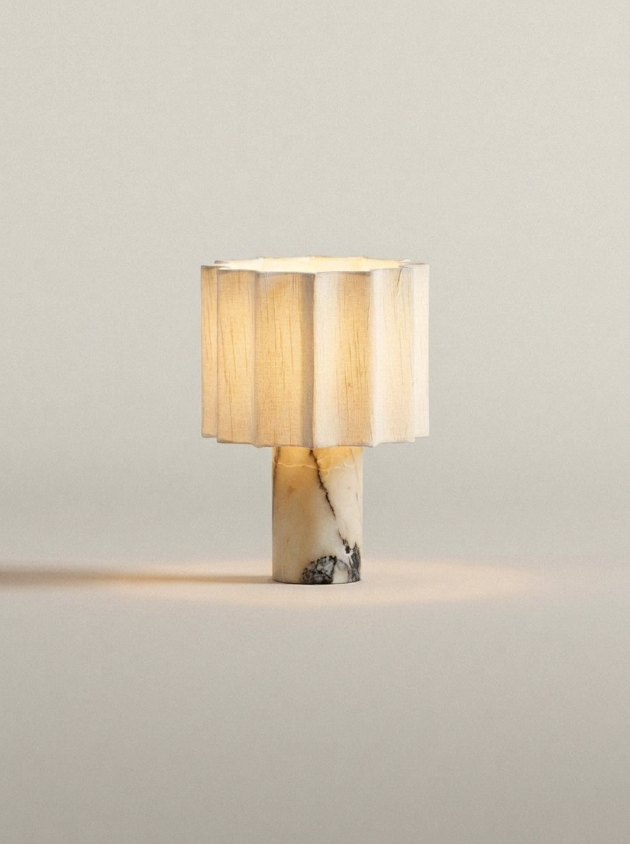 Luciano Lamp | Ivory & Pleated Linen — product view 1