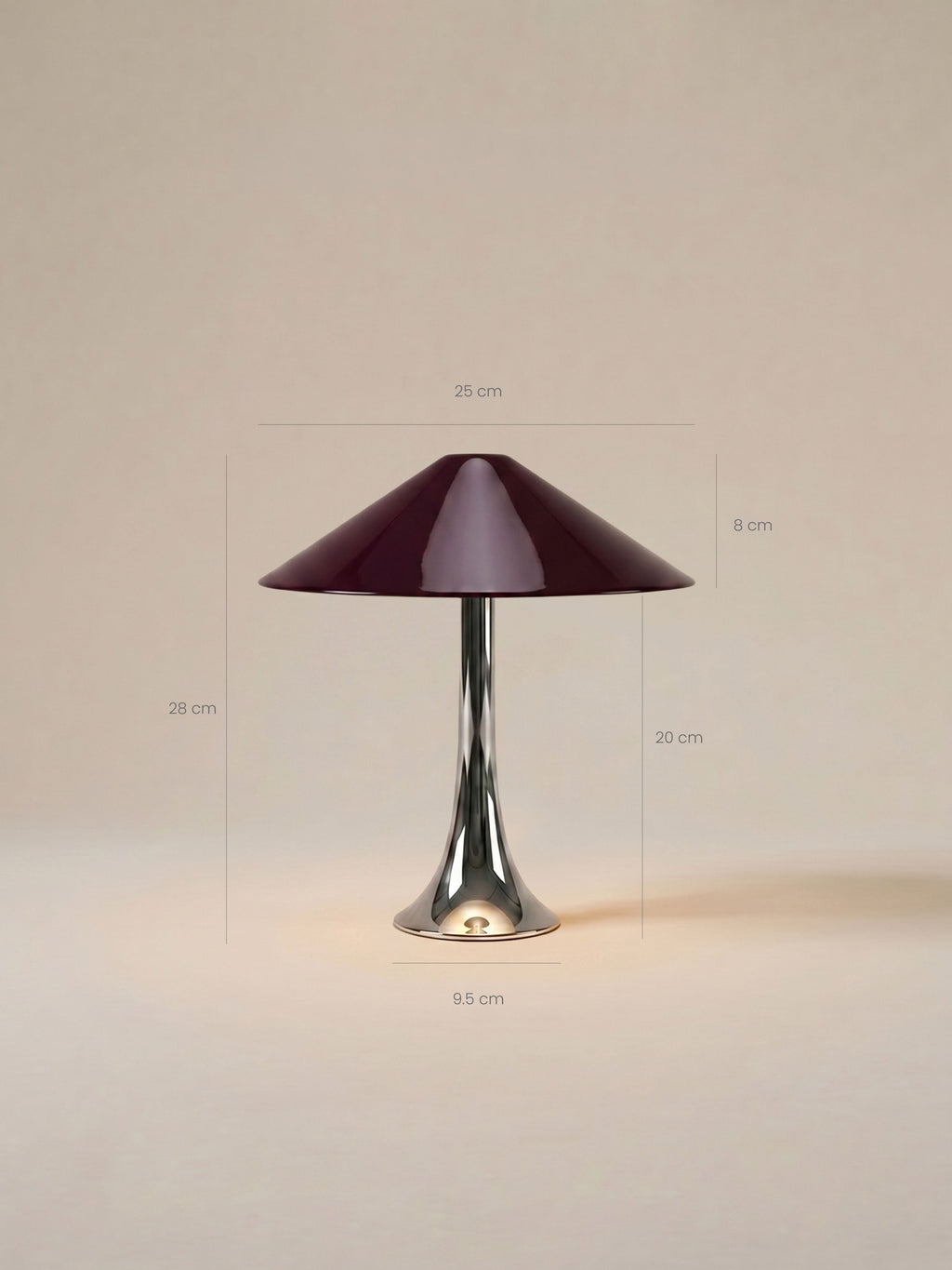 Nova Large Portable Lamp | Chrome & Burgundy Shade image 6