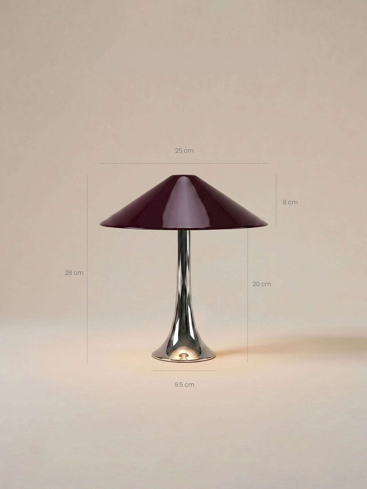 Nova Large Portable Lamp | Chrome & Burgundy Shade image 6